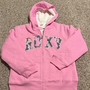 Roxy Floral Logo Pink Hoodie for Girls. Sz L 14/16